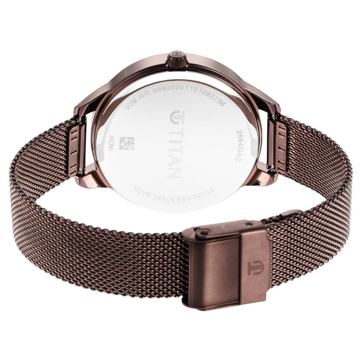 Titan Purple Glam It Up Quartz Analog Multicoloured Dial Brown Stainless Steel Strap Watch For Women 5