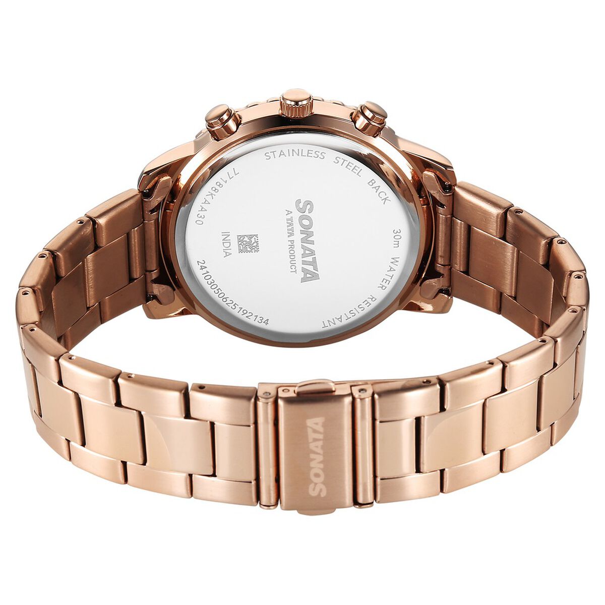 Sonata Chronos Quartz Analog with Date Brown Dial Rose Gold Colour Stainless Steel Strap Watch For Men 5