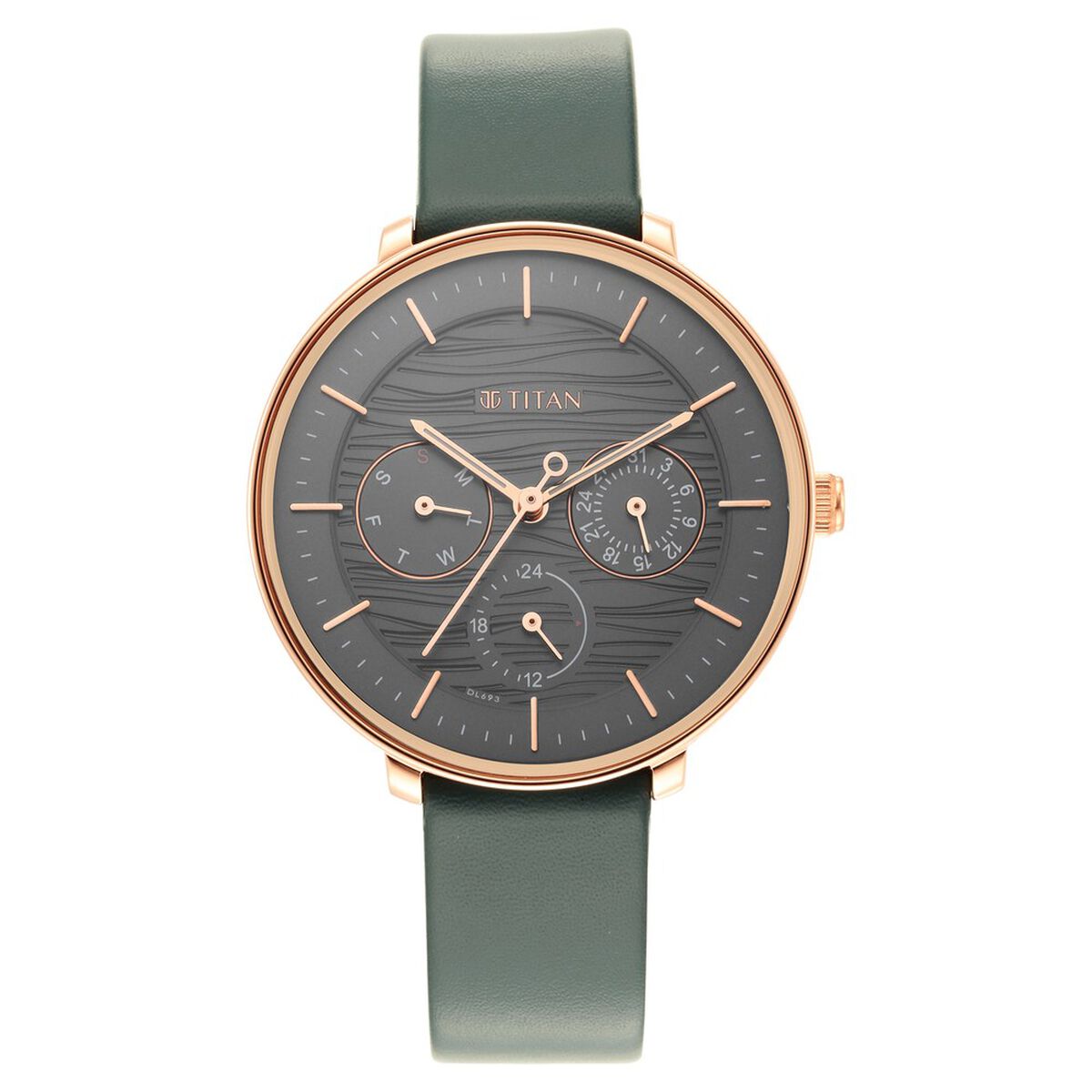 Titan Women's Svelte Black: Multi-Function Watch with Leather Strap 2