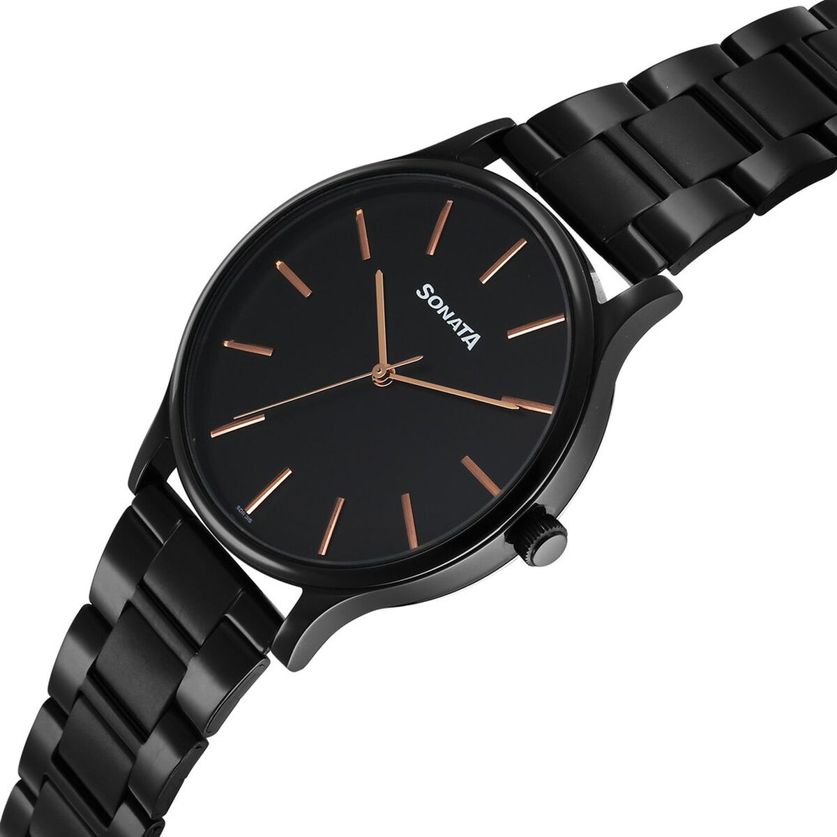 Sonata Aspire Quartz Analog Black Dial Stainless Steel Strap Watch For Men 2