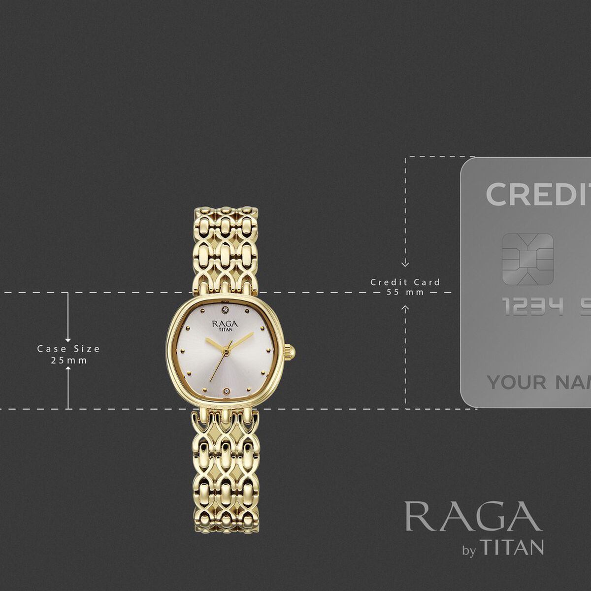 Titan Raga Spotlight Quartz Analog White Dial Golden Metal Strap Watch For Women 4