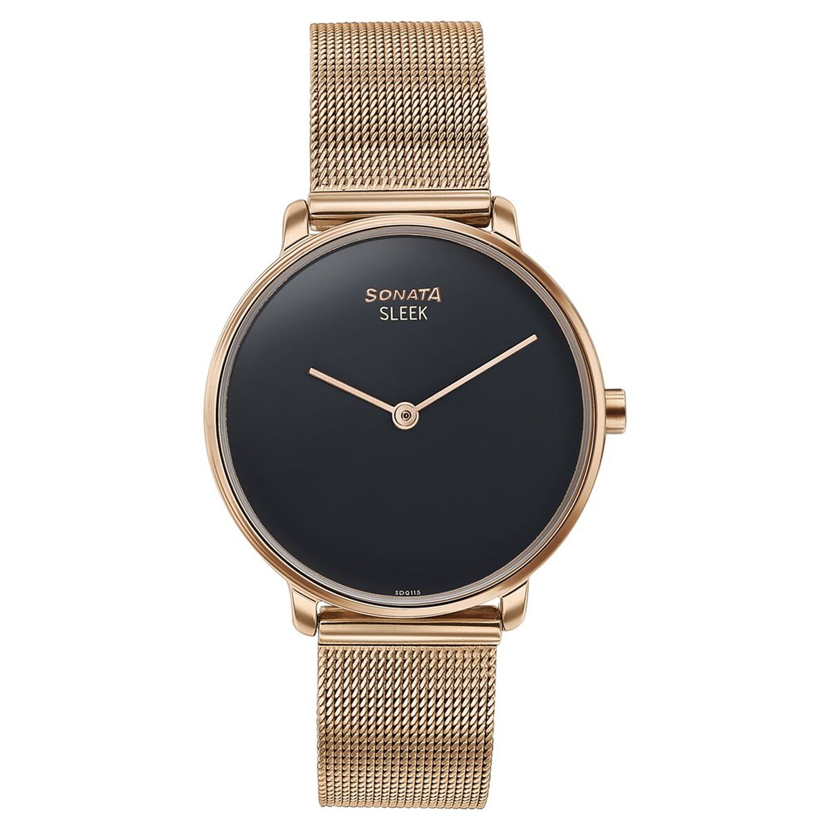 Sonata Sleek Quartz Analog Black Dial Rose Gold Stainless Steel Strap Watch for Women 1