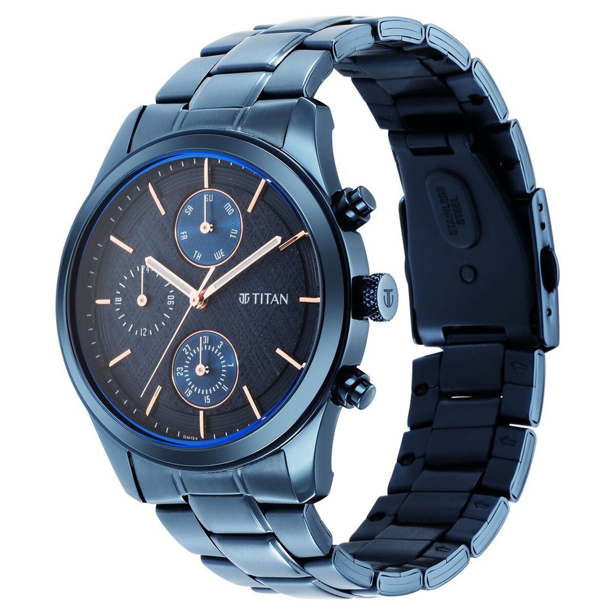 Titan Neo Splash Quartz Analog with Date Blue Dial Blue Stainless Steel Strap Watch For Men 4