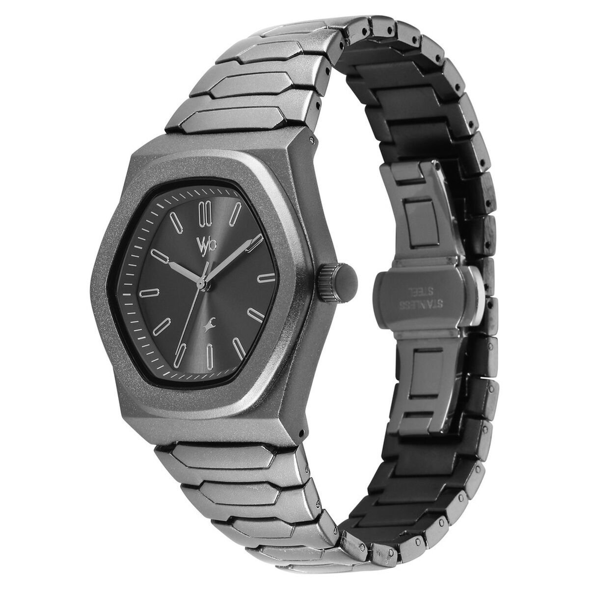 Vyb Limitless By Fastrack Quartz Analog Grey Dial Grey Metal Strap Watch For Guys 3