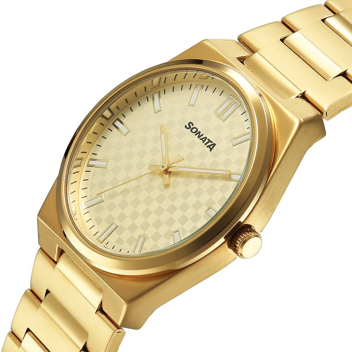 Sonata Festive Quartz Analog Golden Dial Metal Strap Watch For Men 3