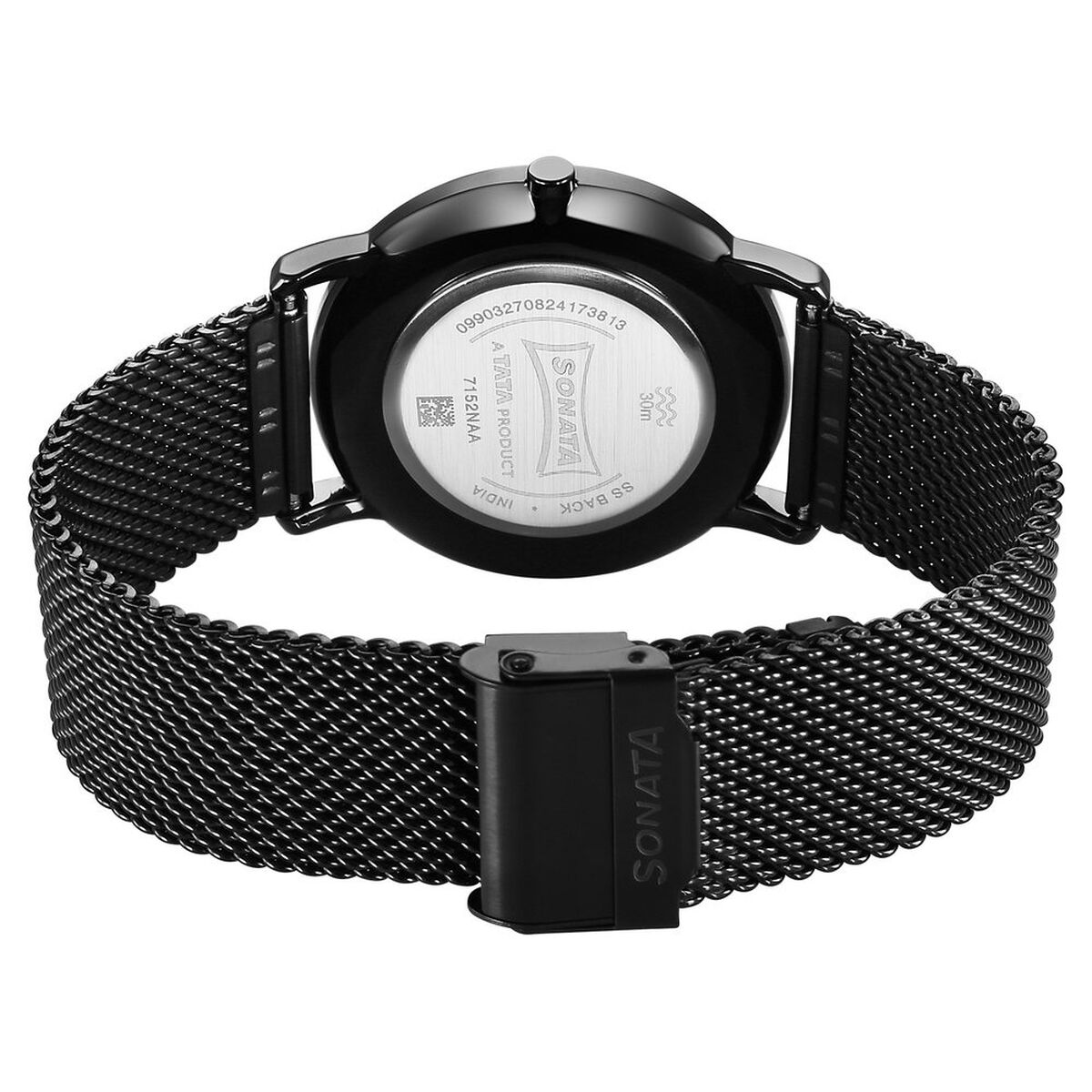 Sonata Sleek Quartz Analog Black Dial Black Stainless Steel Strap Watch For Men 4