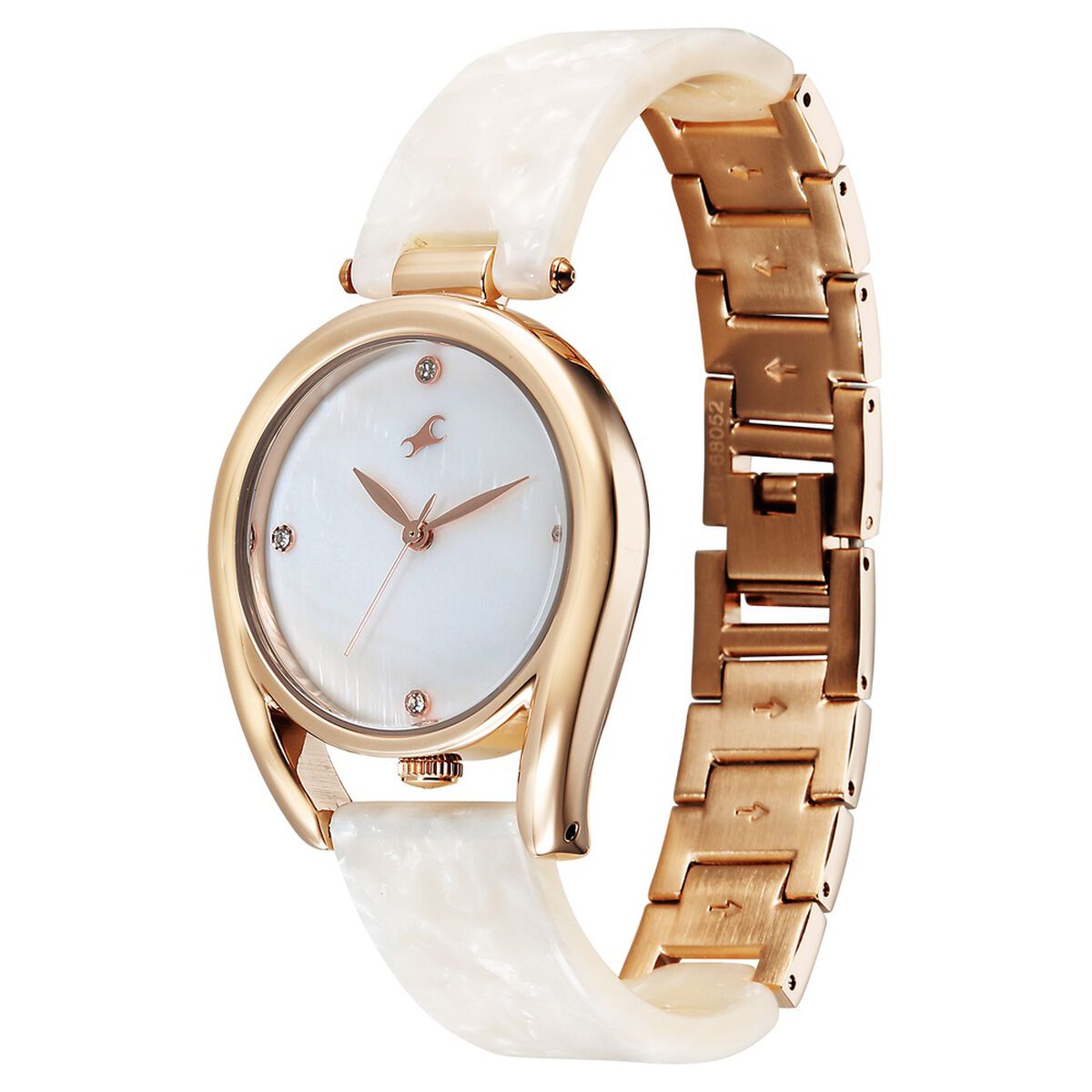 Fastrack Younique Quartz Analog Mother of Pearl Dial Two Toned Acetate & Metal Strap Watch For Girls 3