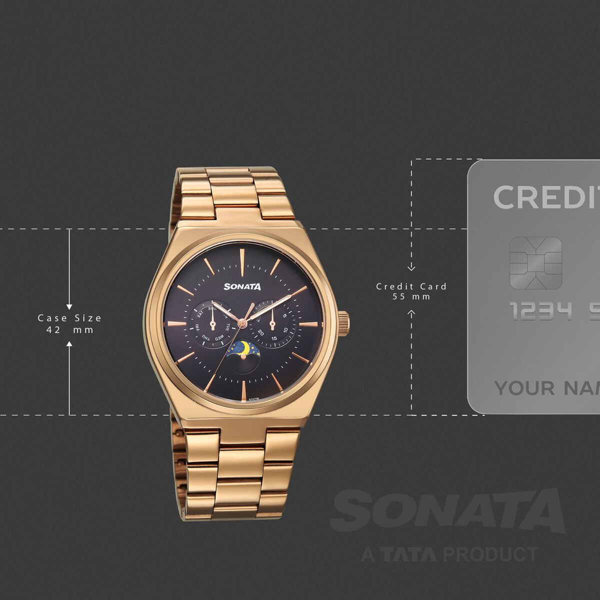 Sonata Festive Quartz Analog Black Dial Metal Strap Watch For Men 4