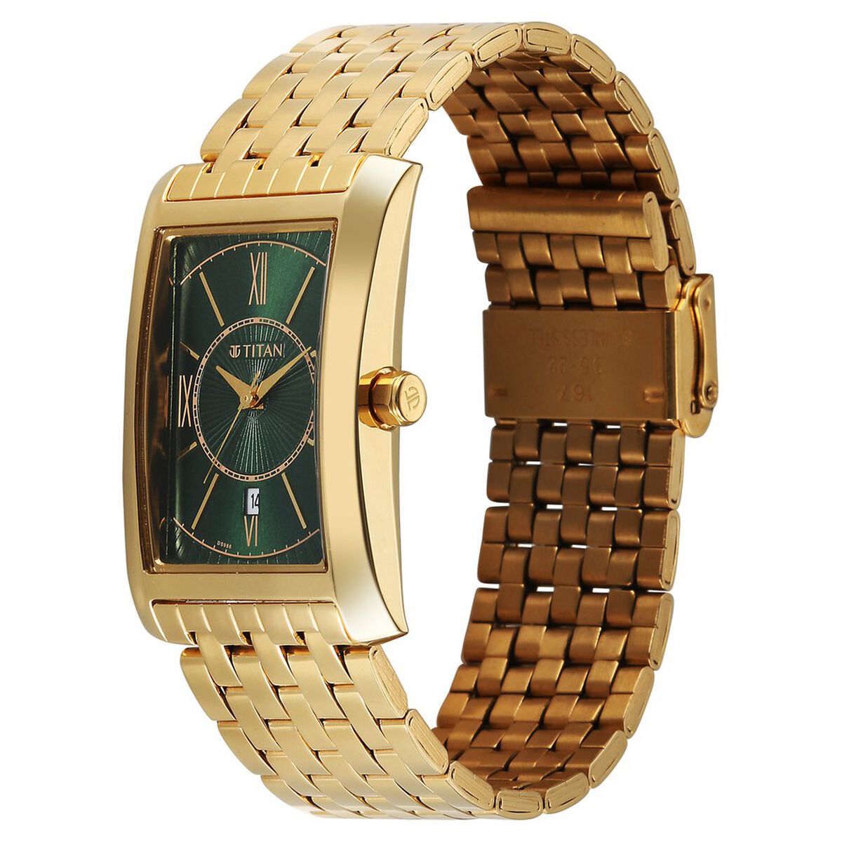 Titan Regalia Allure Analog with Date and Green Dial Yellow Gold Stainless Strap Watch for Men 3