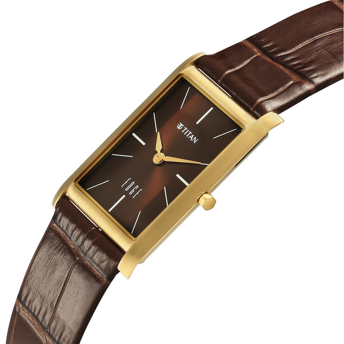 Titan Edge Monture Quartz Analog Brown Dial Brown Leather Strap Watch For Men 5