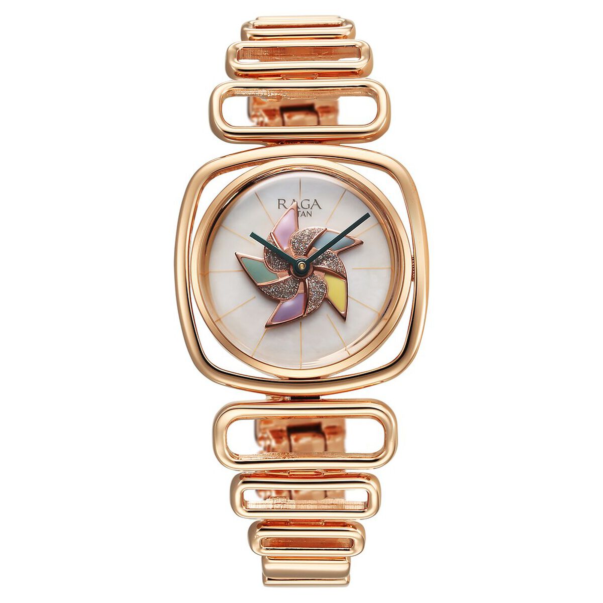 Titan Raga Memoirs Pinwheel Quartz Analog Mother of Pearl Dial With Rose Gold Color Metal Strap Watch For Women 1