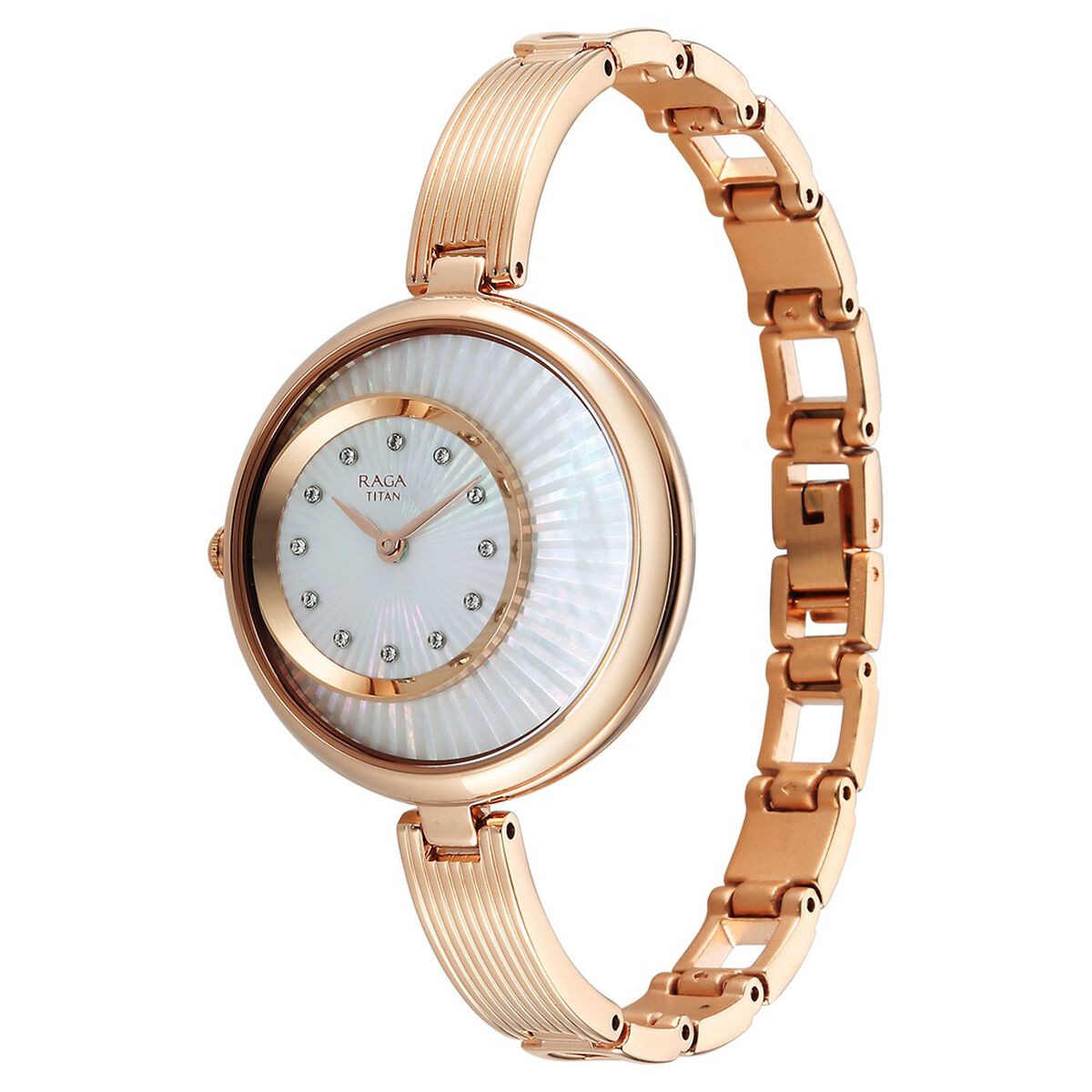 Titan Raga Power Pearls Quartz Analog Mother of Pearl Dial Rose Gold Metal Strap Watch For Women 3