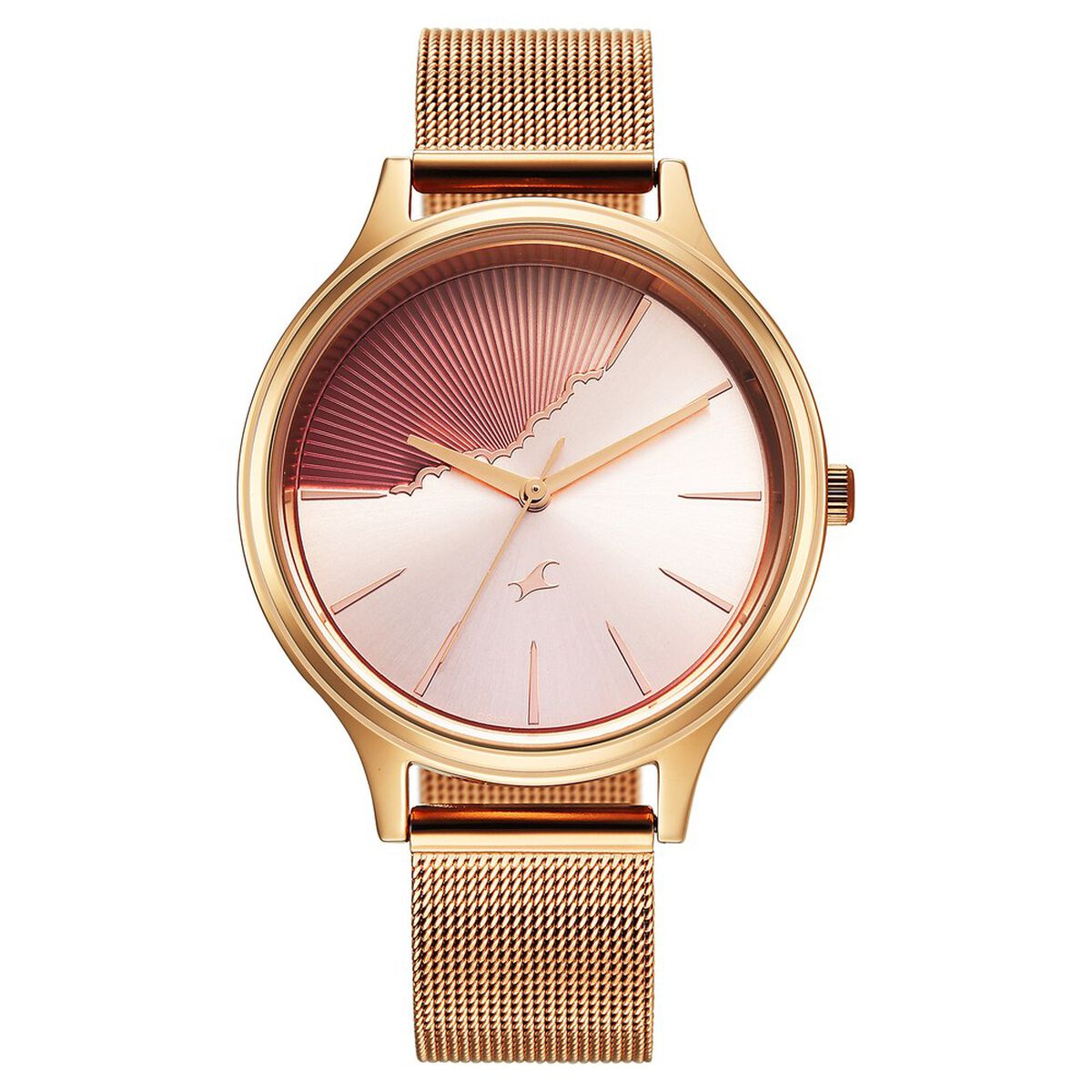 Fastrack Style Up Quartz Analog Pink Dial Rose Gold Colour Stainless Steel Strap Watch For Girls 1