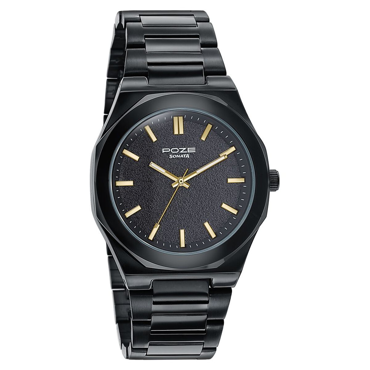 Sonata Poze Quartz Analog Black Dial Black Colour Stainless Steel Strap Watch For Men 2