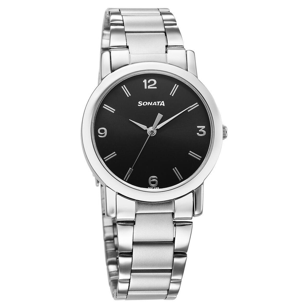 Sonata Classic Quartz Analog Black Dial Silver Stainless Steel Strap Watch for Men 1