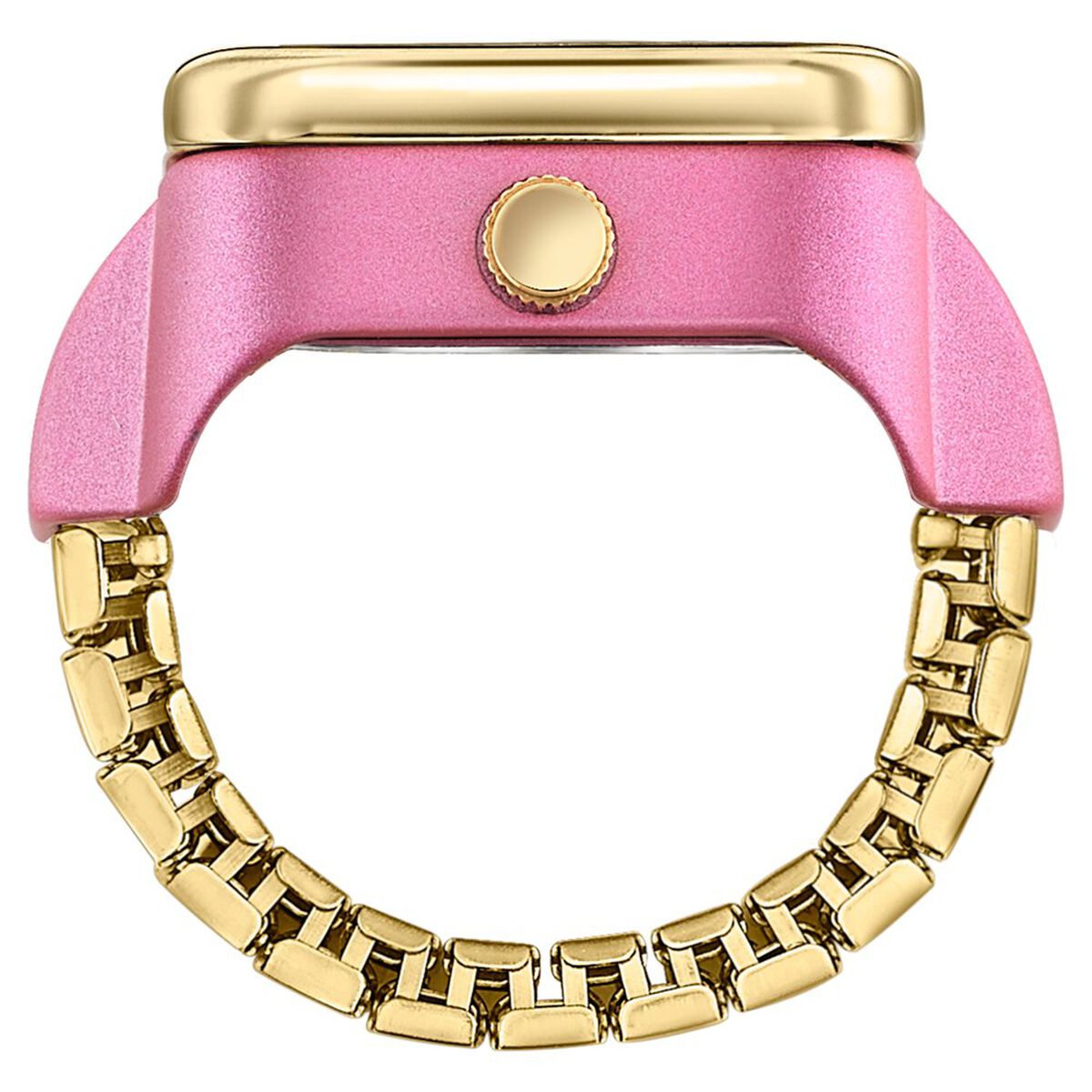 Ring Watch By Sonata Quartz Analog Pink Dial Golden Metal Strap Watch For Women 5