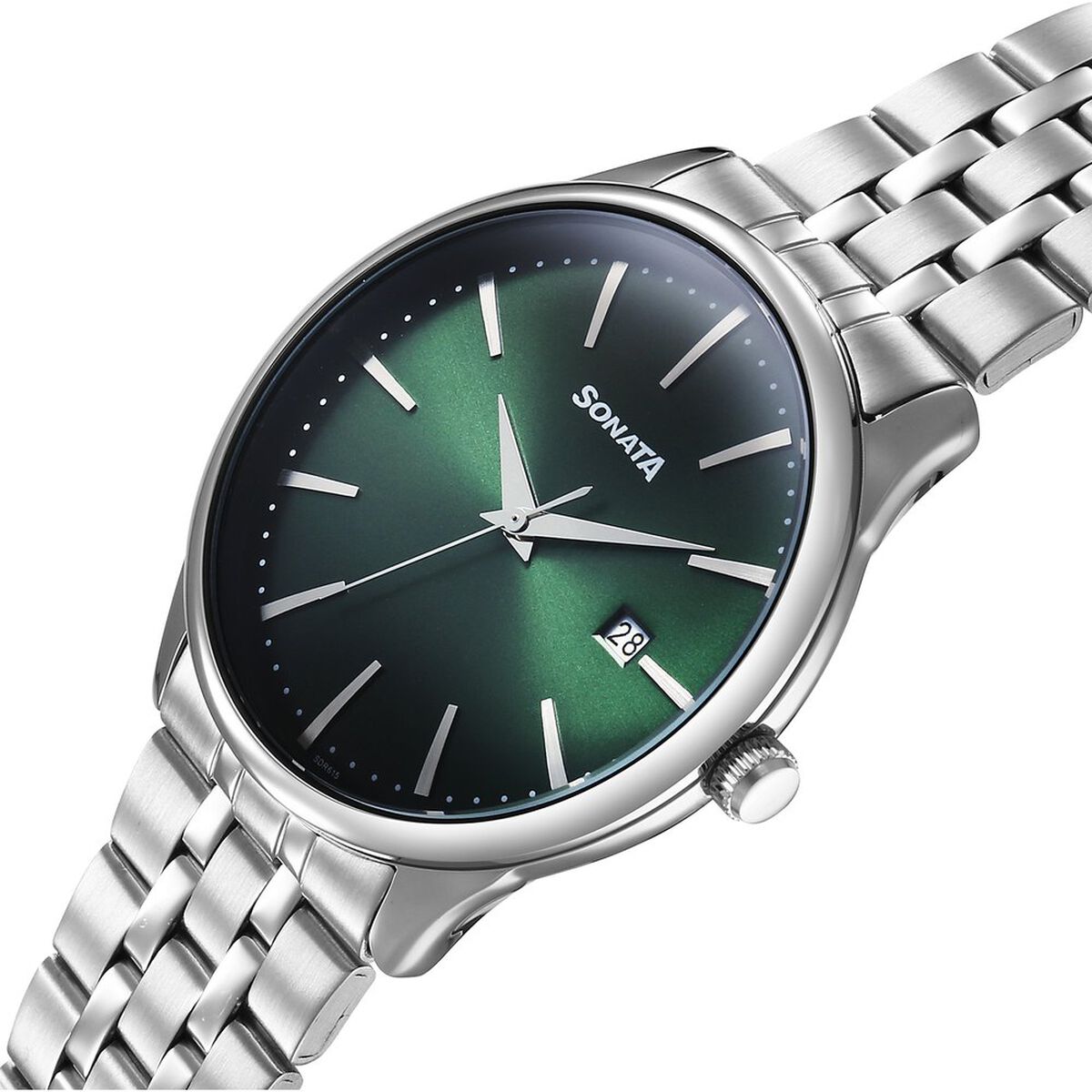 Sonata Eternia Quartz Analog with Date Green Dial Metal Strap Watch For Men 3