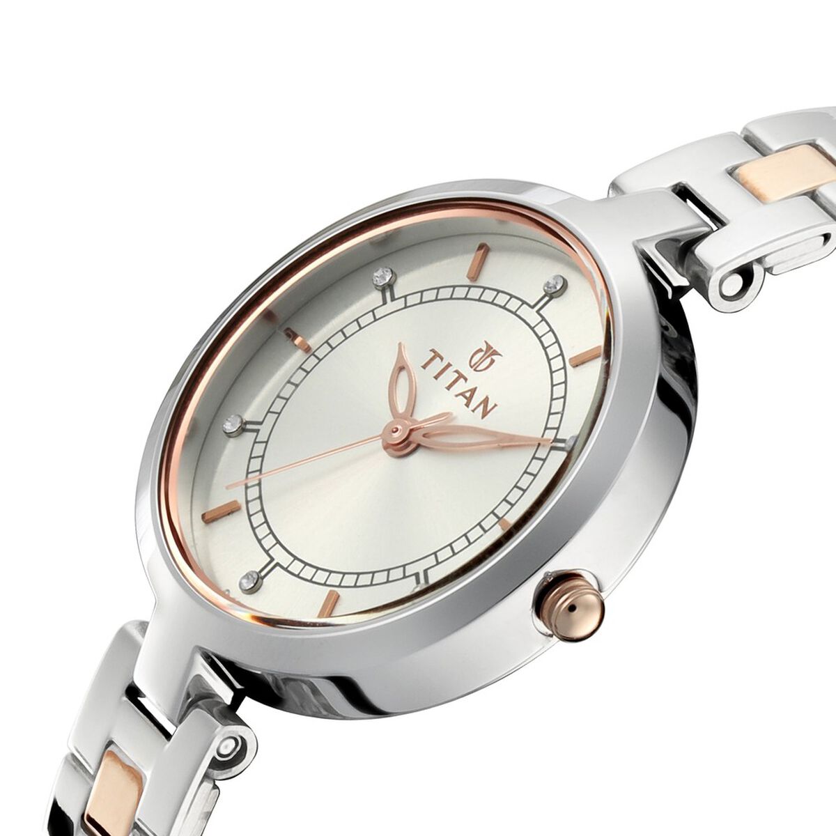 Titan Bandhan Quartz Analog Silver Dial Two Toned Stainless Steel Strap Watch For Couple 3