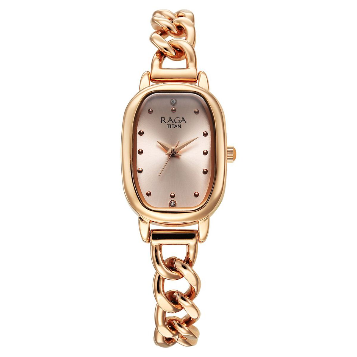 Titan Raga Showstopper Quartz Analog Rose Gold Dial Metal Strap Watch For Women 1