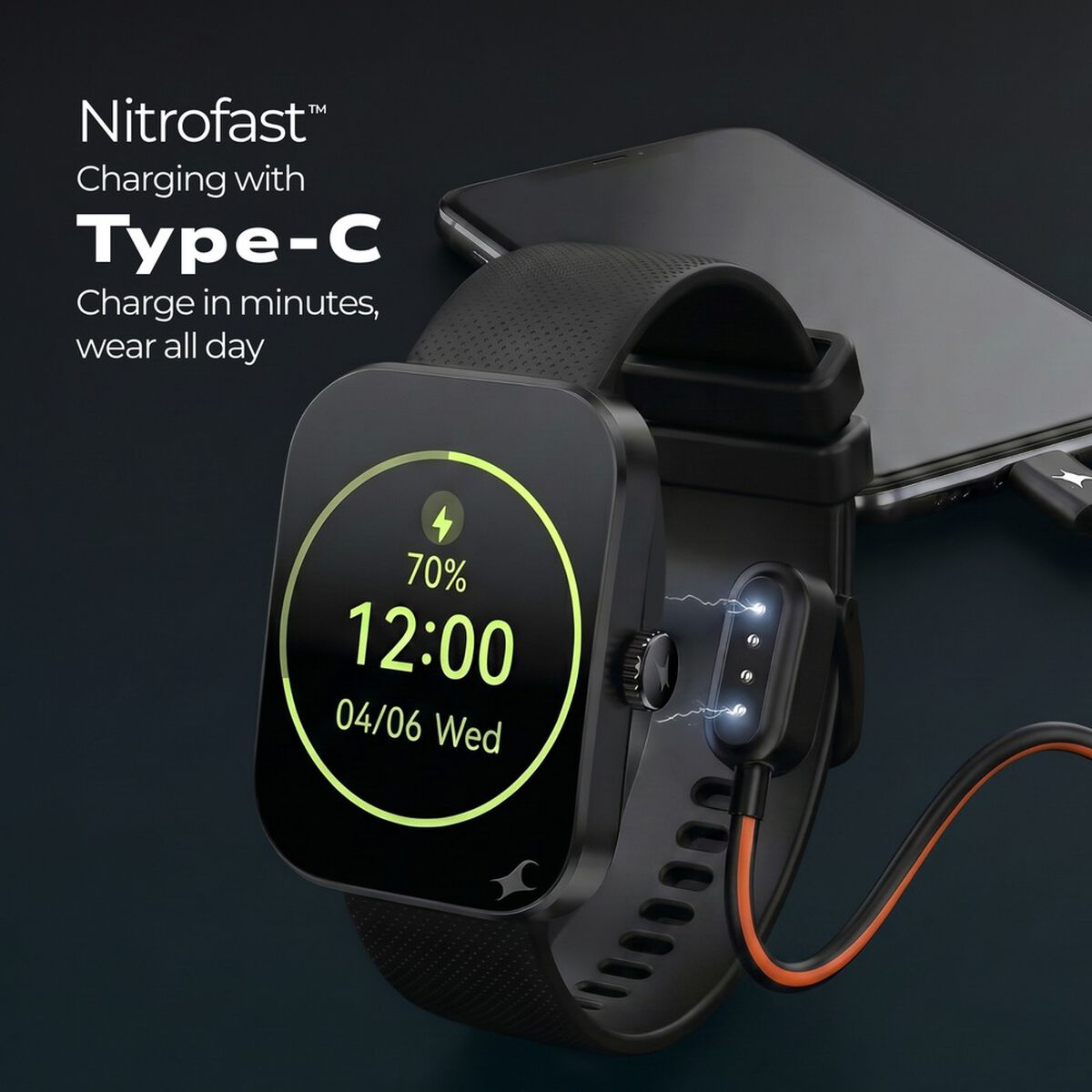 Fastrack Revoltt FS3 Smartwatch with 2.01" TFT Display,Push Button Interactions, HRM, SpO2, Sleep, Rotary Crown 4