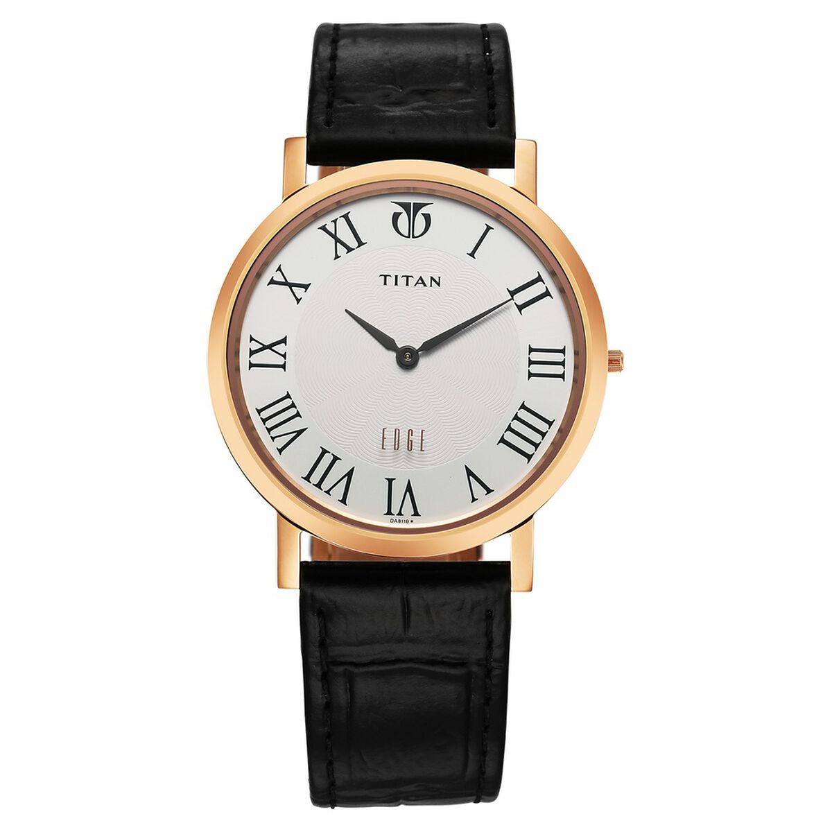 Titan Edge Quartz Analog White Dial Black Leather Strap Watch For Men 1