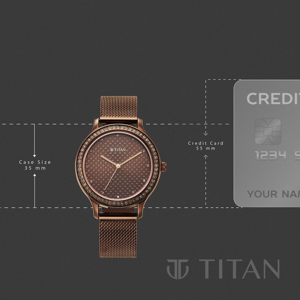 Titan Purple Superheads Quartz Analog Brown Dial Brown Stainless Steel Strap Watch For Women 4