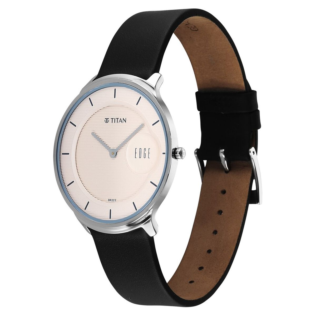Titan Edge Murals Quartz Analog Pink Dial Black Leather Strap Watch For Men 4