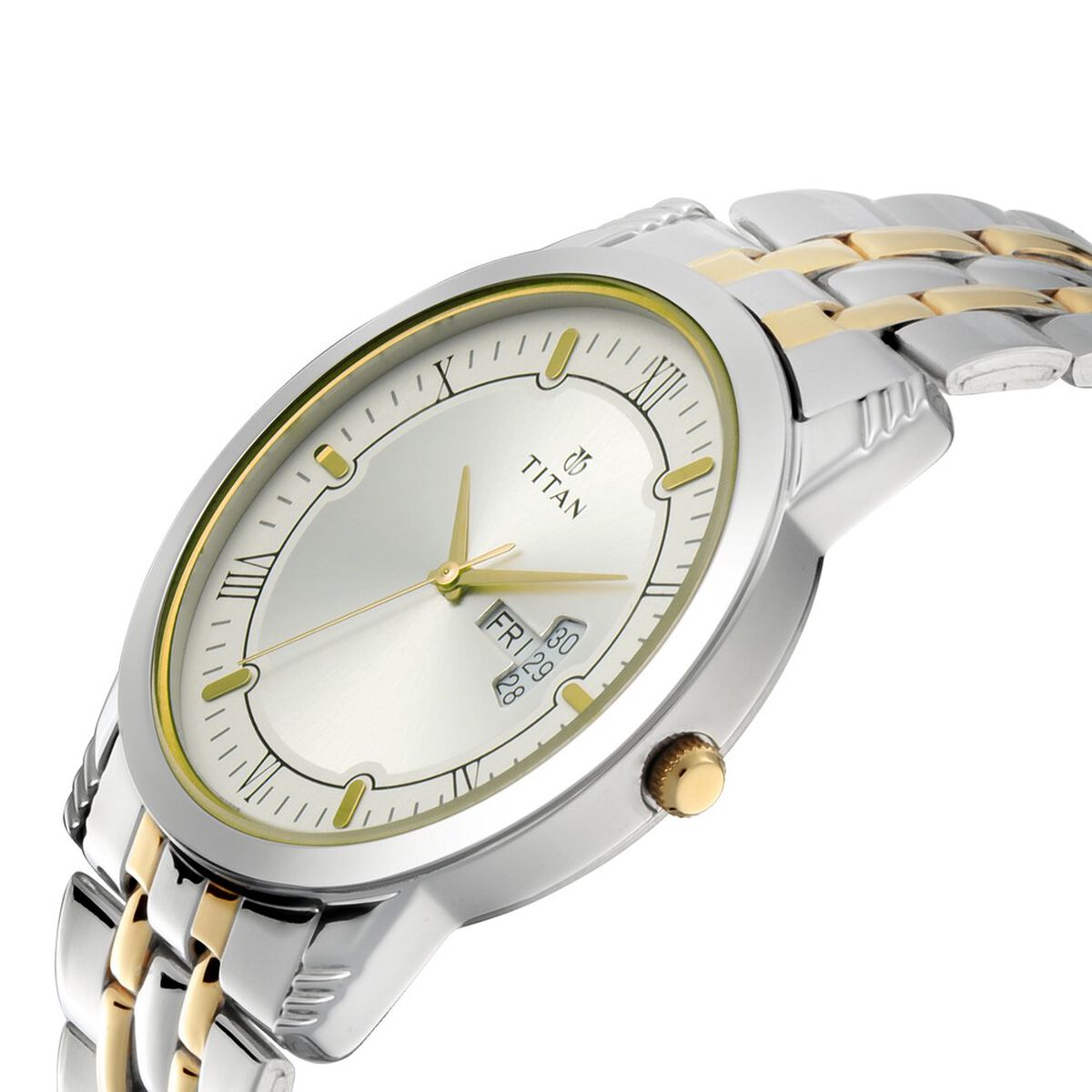 Titan Bandhan Quartz Analog with Day and Date Silver Dial Stainless Steel Strap Watch for Couple 2